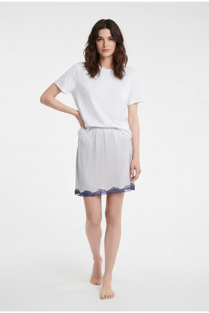 Jupe Dentelle Satinée Grise Chic