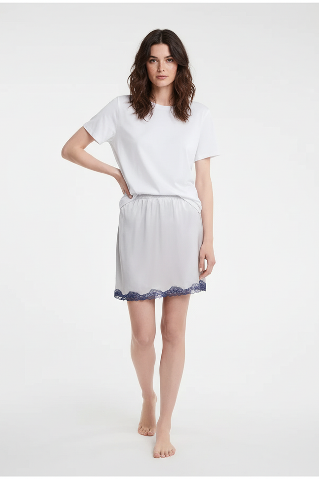 Jupe Dentelle Satinée Grise Chic