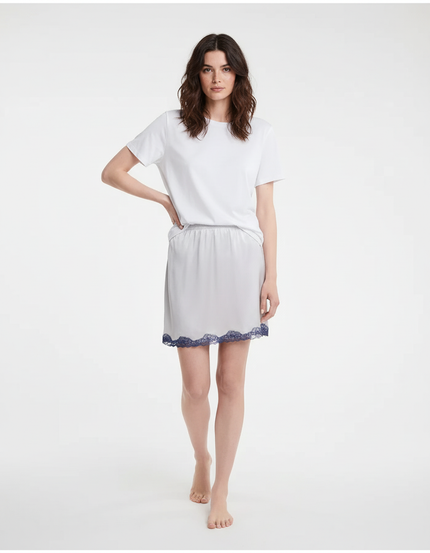 Jupe Dentelle Satinée Grise Chic