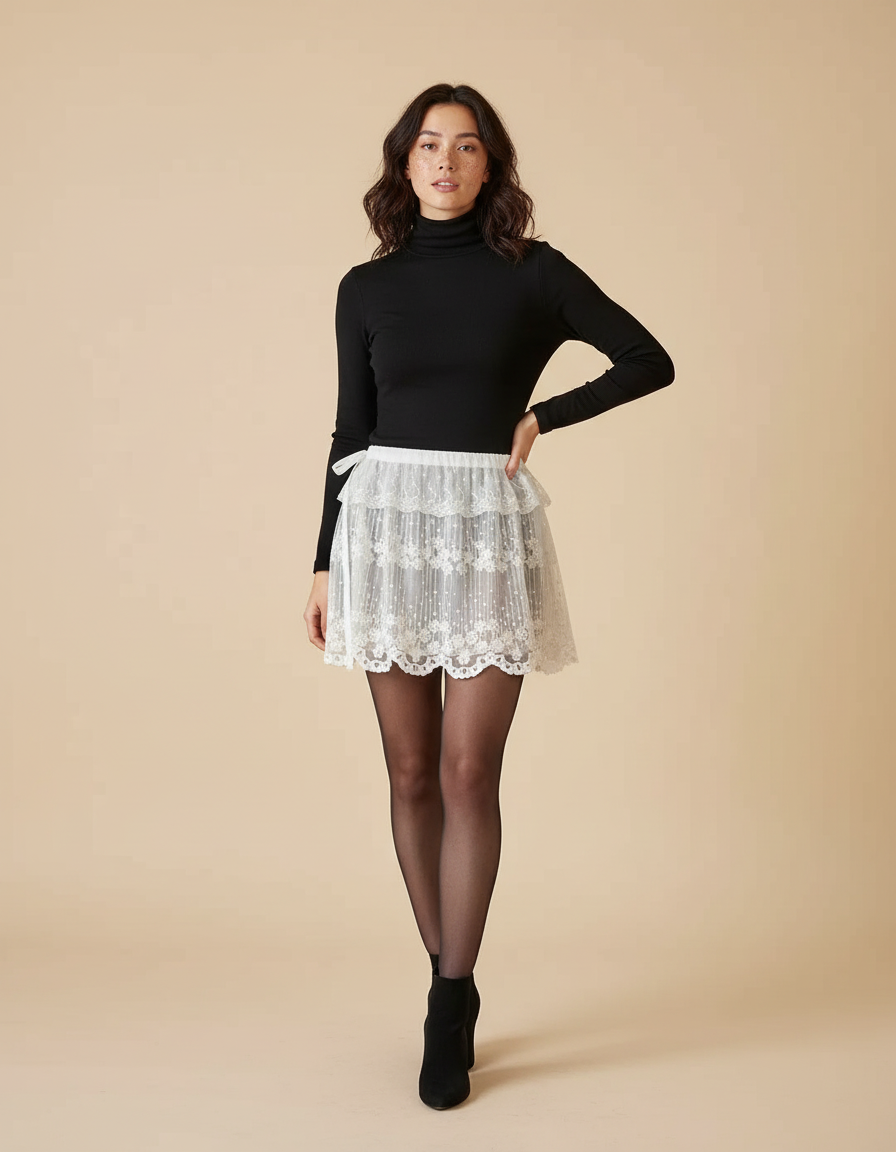 Jupe Dentelle Blanche Courte