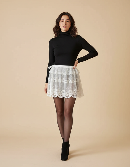 Jupe Dentelle Blanche Courte