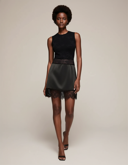 Jupe Dentelle Satin Noire Chic