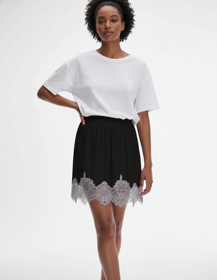 Jupe Dentelle Noire Bordure Dentelle Chic