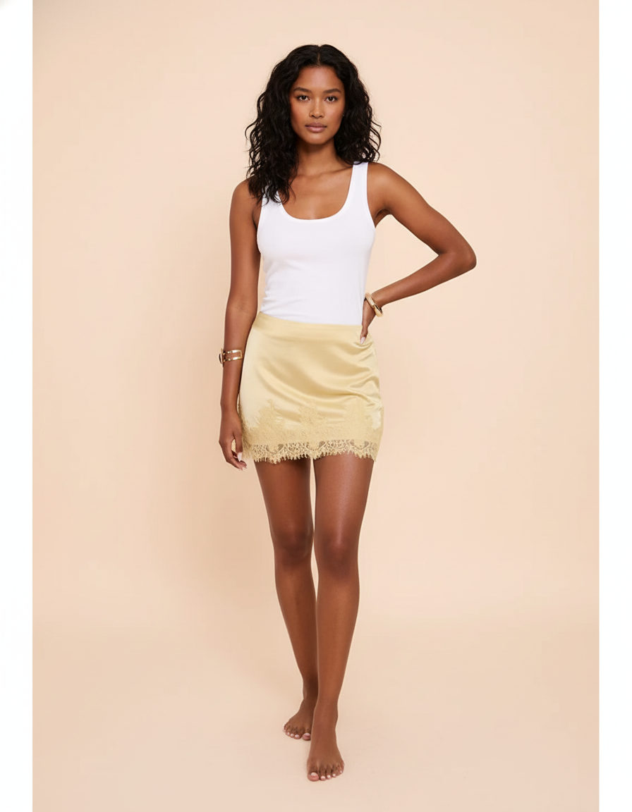 Jupe Dentelle Satin Mini Chic Tendance