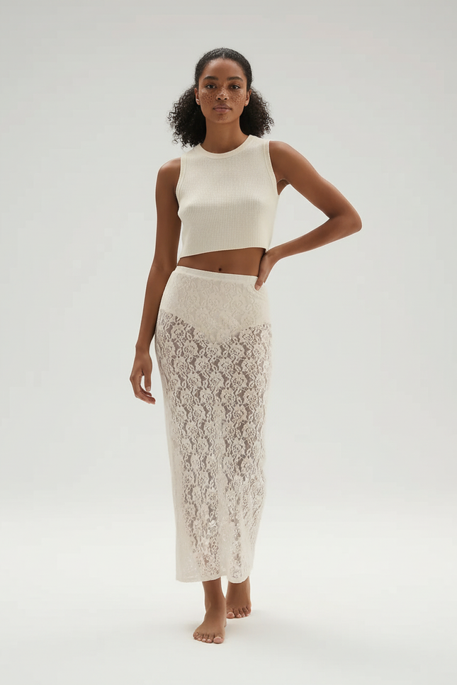 Jupe Dentelle Transparente Longue Bohème