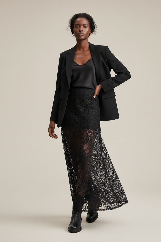 Jupe Dentelle Noire Transparente Chic