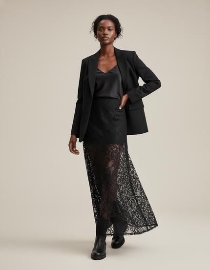 Jupe Dentelle Noire Transparente Chic