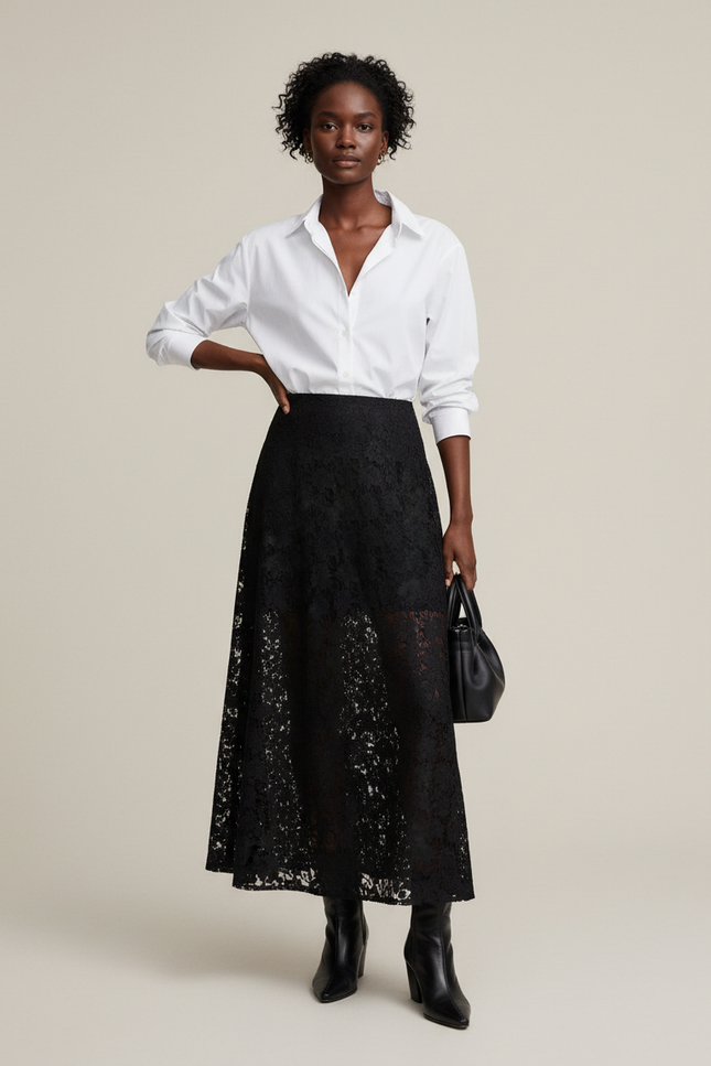 Jupe Dentelle Noire Transparente Élégante Mystérieuse