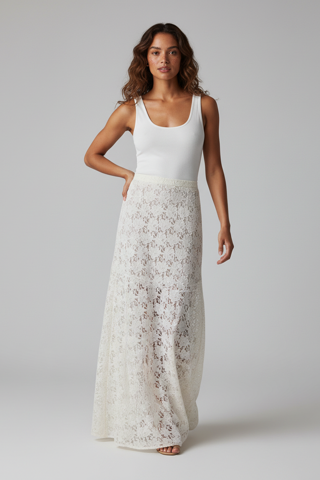 Jupe Dentelle Longue Fluide Élégante