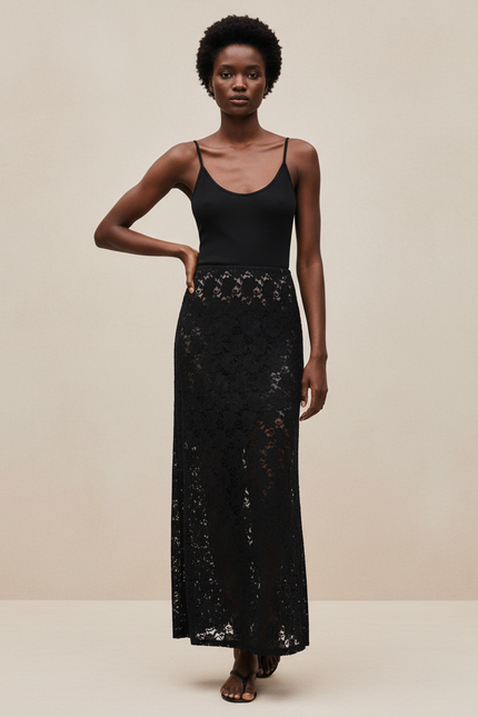 Jupe Dentelle Longue Transparente Élégante