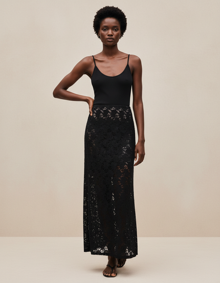 Jupe Dentelle Longue Transparente Élégante