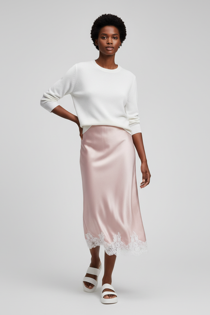 Jupe Longue Satin Et Dentelle