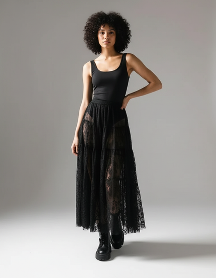 Jupe Longue Dentelle Tulle