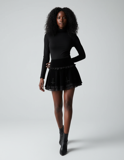 Jupe Dentelle Velours Croix Gothique