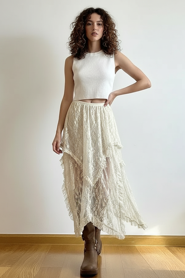Jupe Dentelle Ivoire