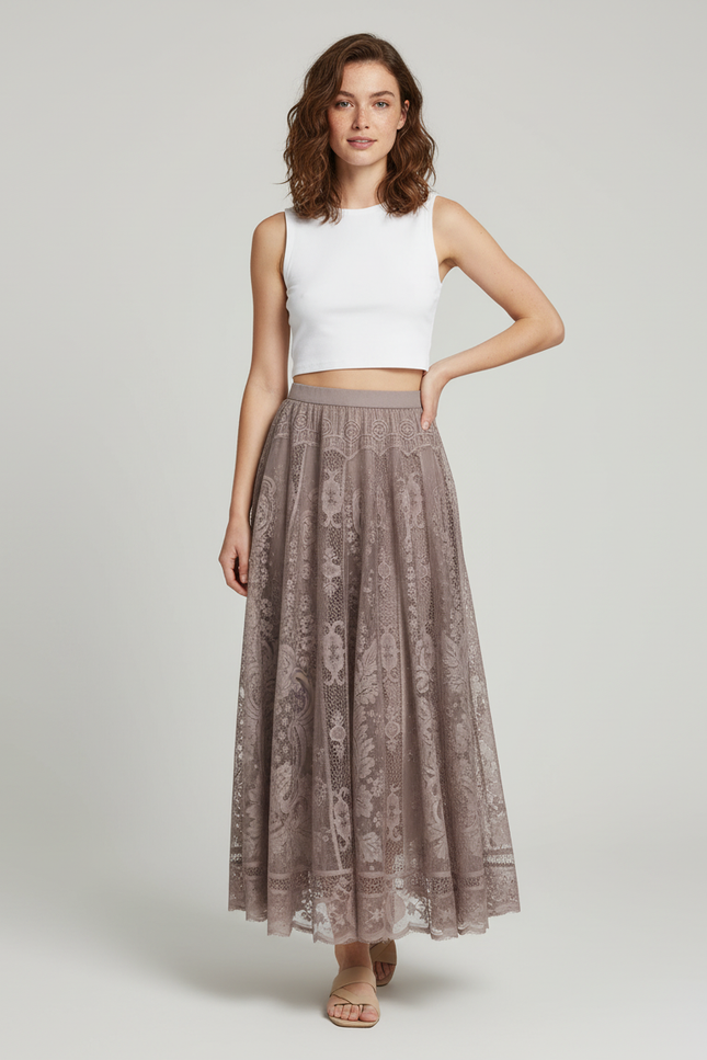 Jupe Dentelle Grise