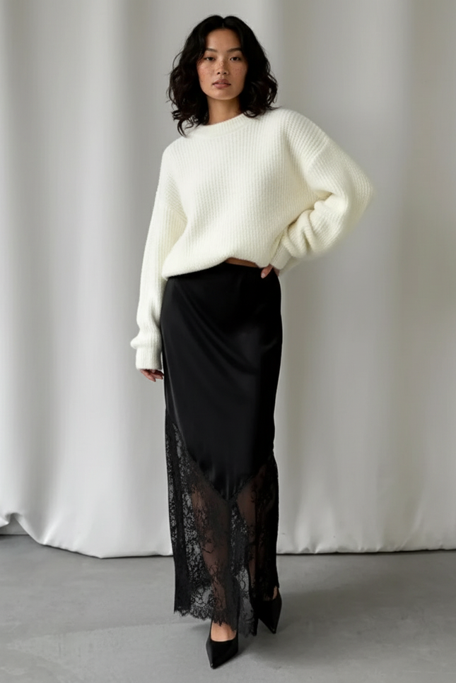 Jupe Crayon Dentelle Noire