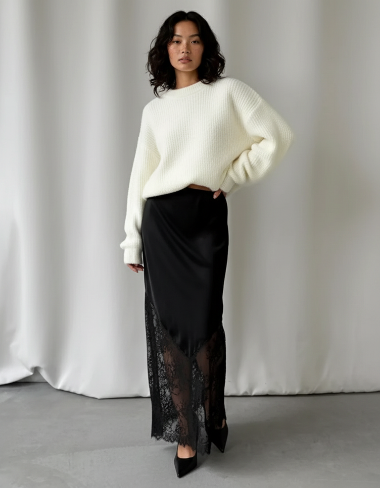 Jupe Crayon Dentelle Noire