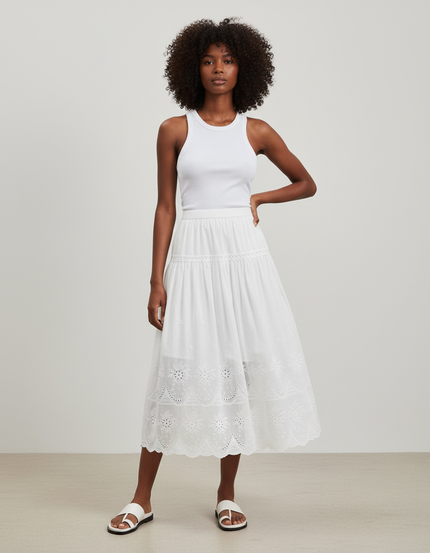 Jupe Dentelle Blanche Broderie Anglaise Fluide