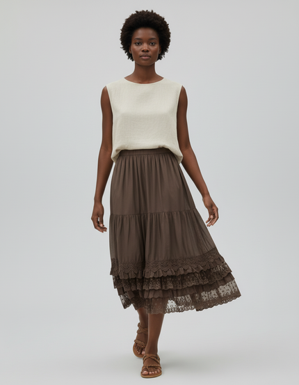 Jupe Dentelle Marron