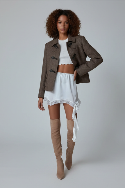 Jupe Dentelle Blanche Asymétrique Chic