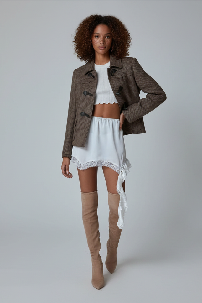 Jupe Dentelle Blanche Asymétrique Chic