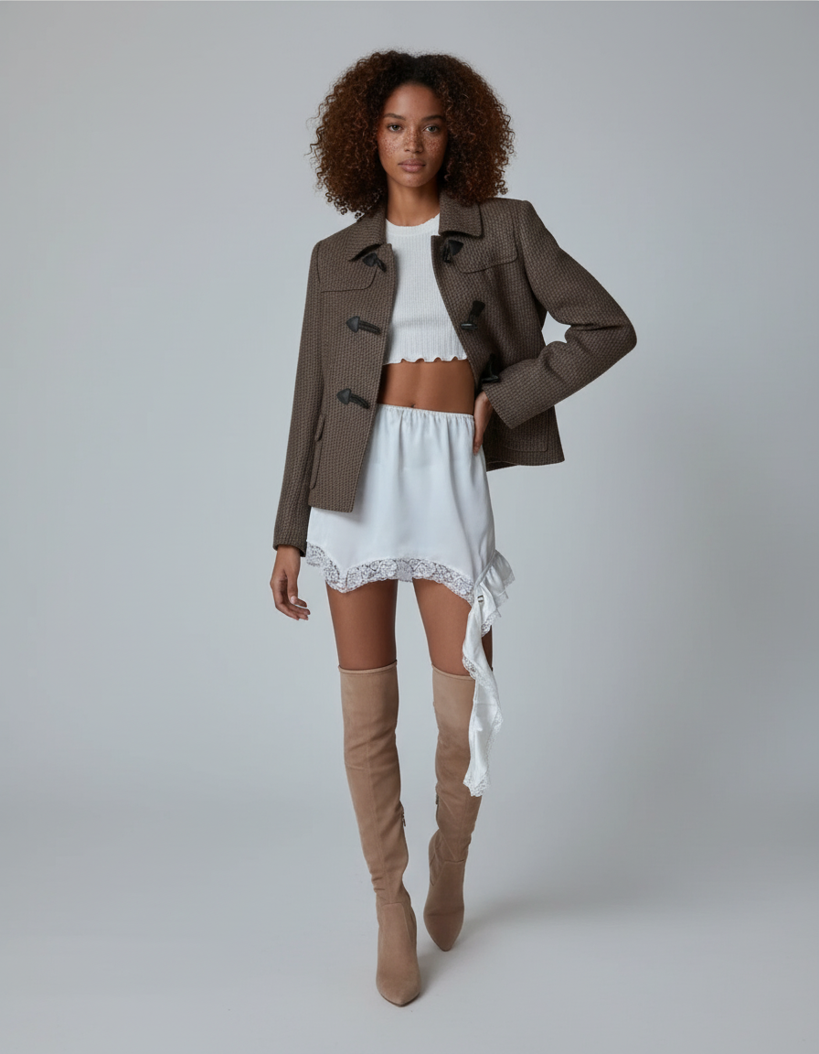 Jupe Dentelle Blanche Asymétrique Chic