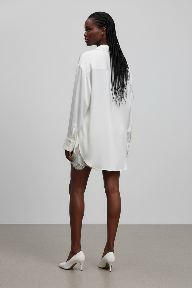 Jupe Dentelle Blanche Satin Chic