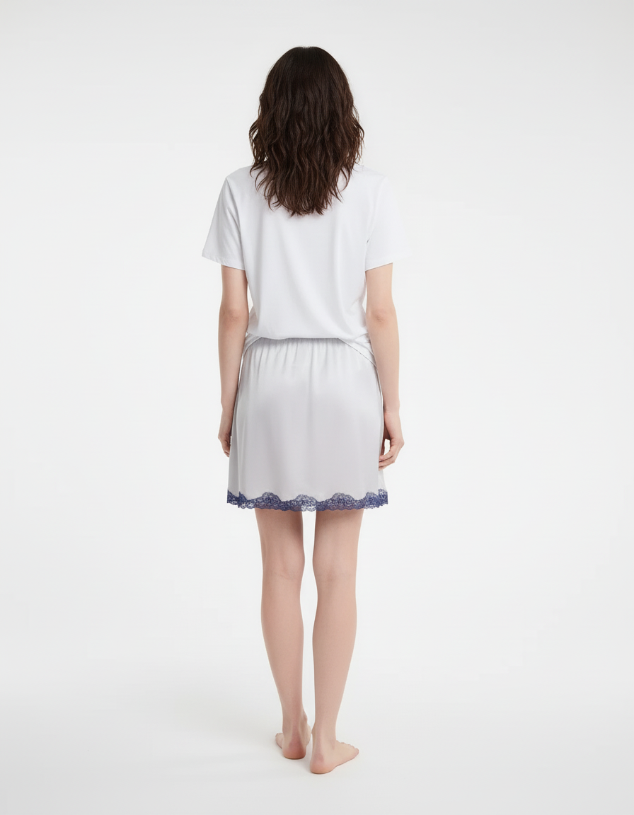 Jupe Dentelle Satinée Grise Chic