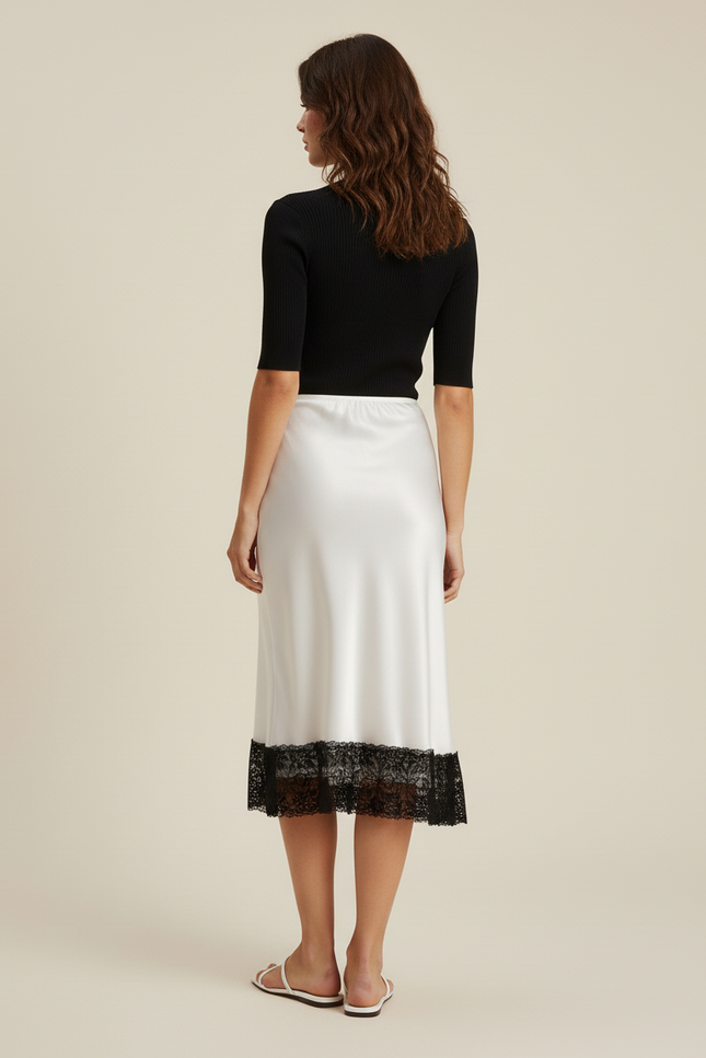 Jupe Dentelle Blanche Satin Élégante