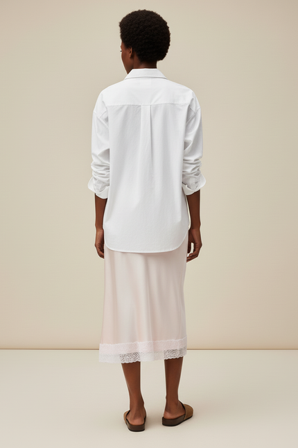 Jupe Dentelle Rose Pâle Satin Élégante