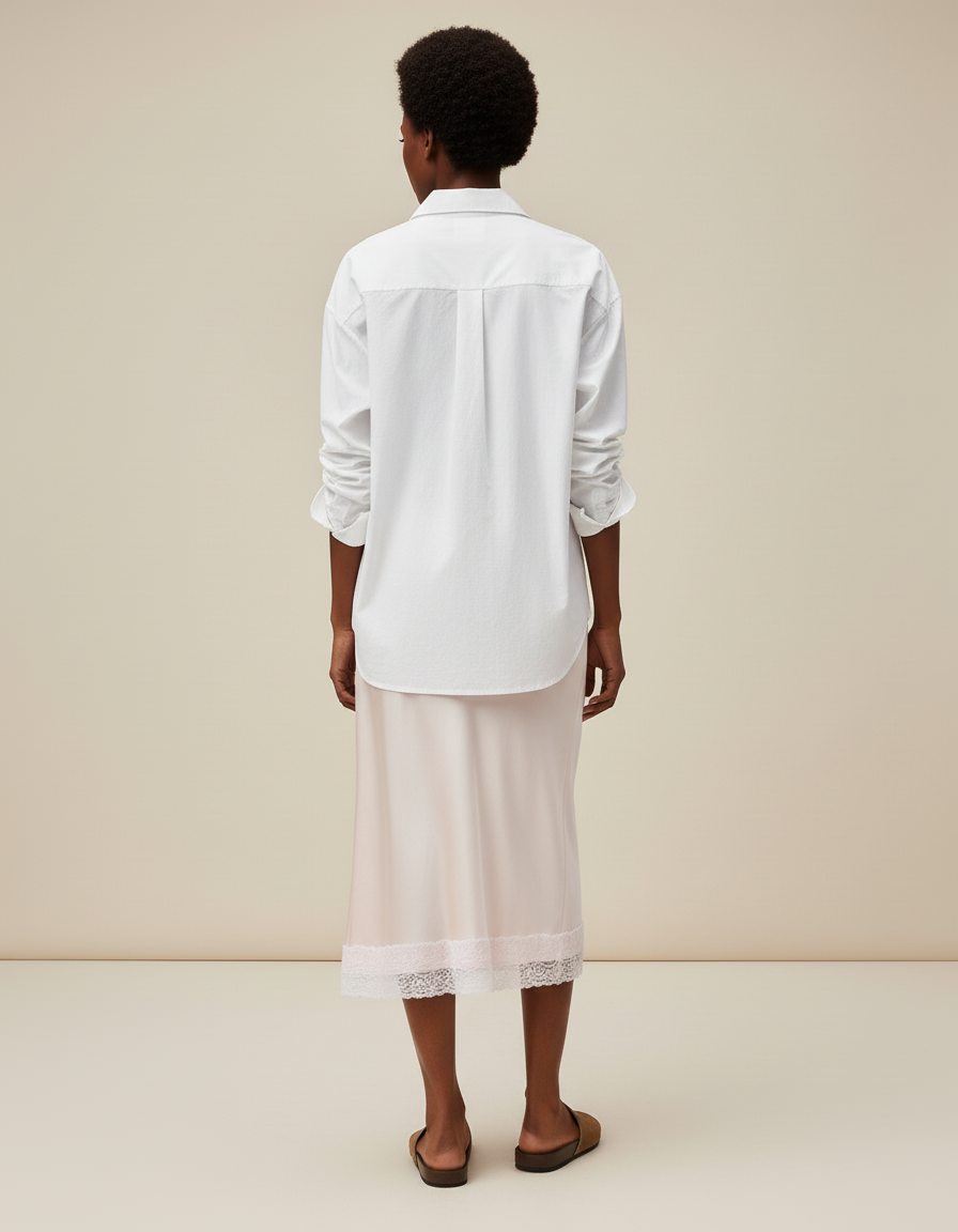 Jupe Dentelle Rose Pâle Satin Élégante