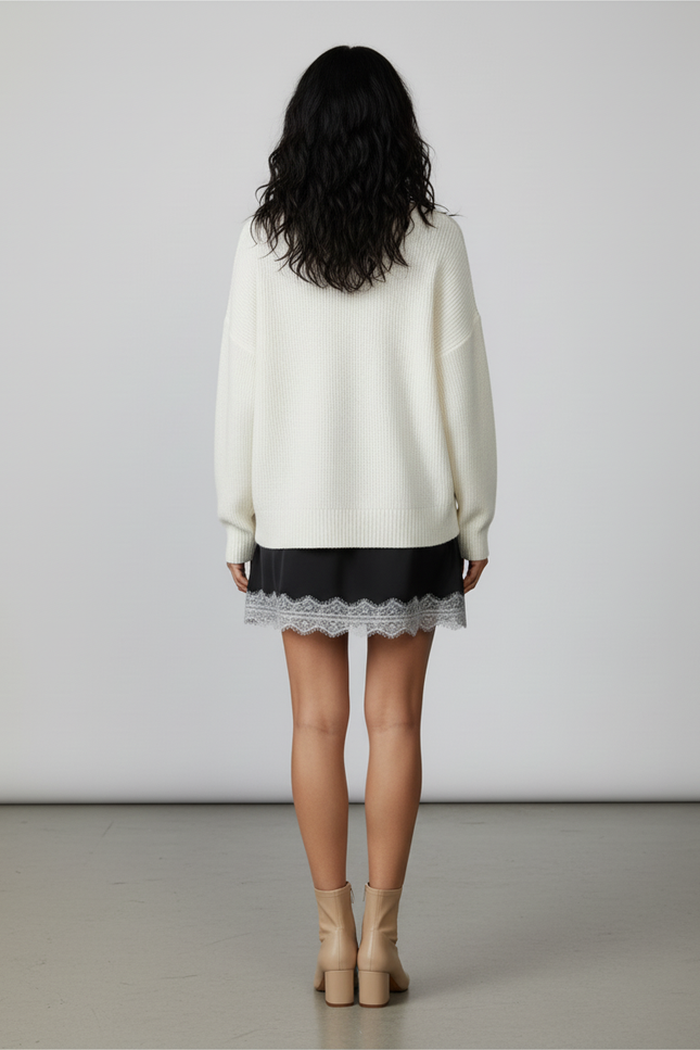 Jupe Dentelle Noire Satin Élégante