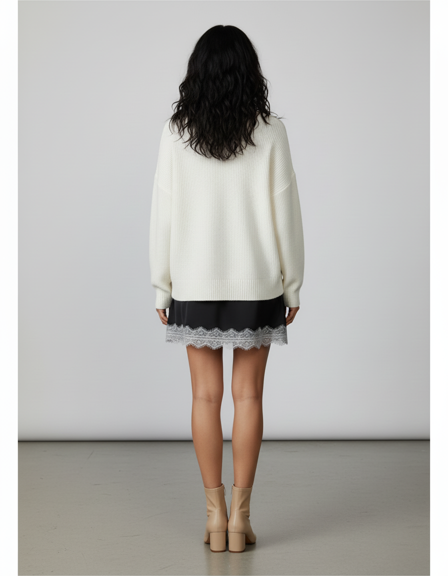 Jupe Dentelle Noire Satin Élégante