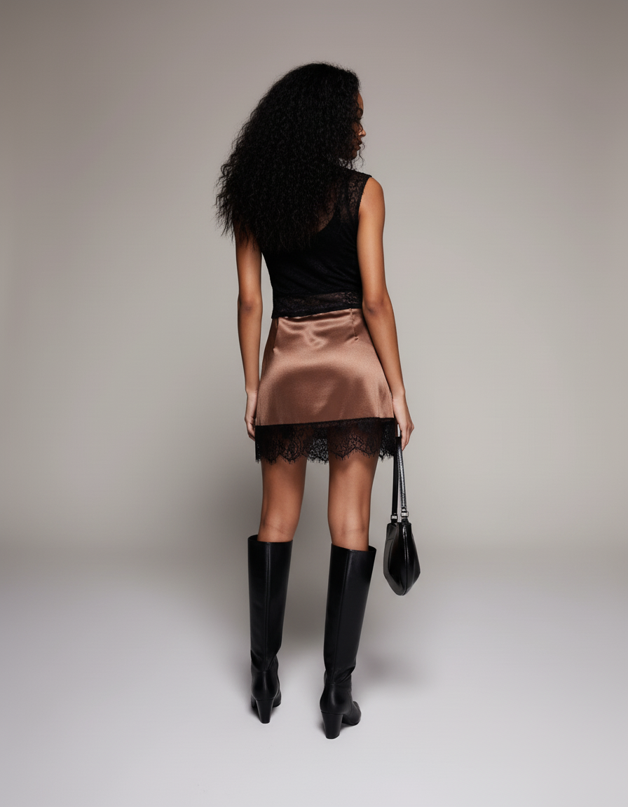 Jupe Dentelle Satinée Mini Chic