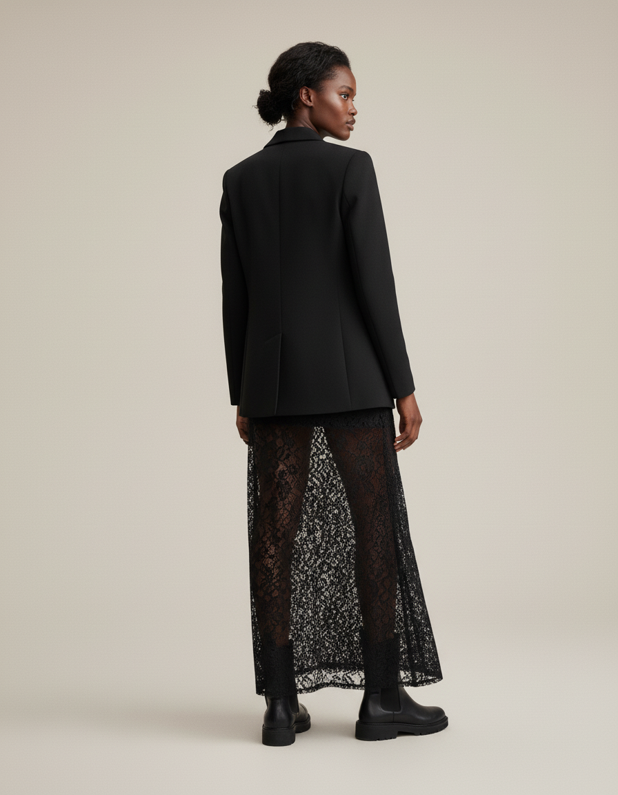 Jupe Dentelle Noire Transparente Chic