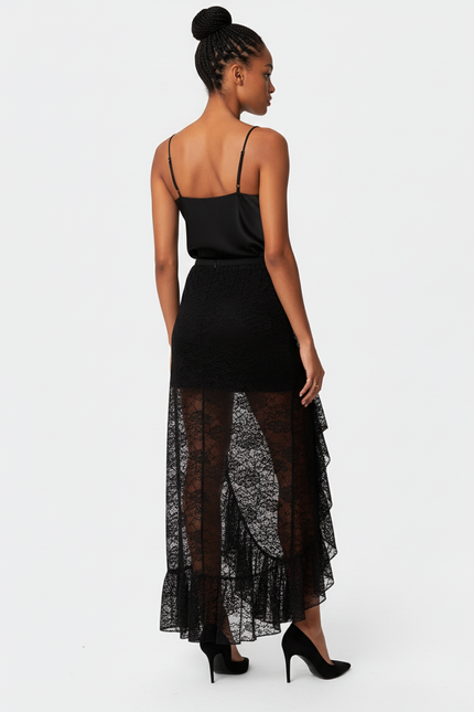 Jupe Dentelle Transparente Volants Chic