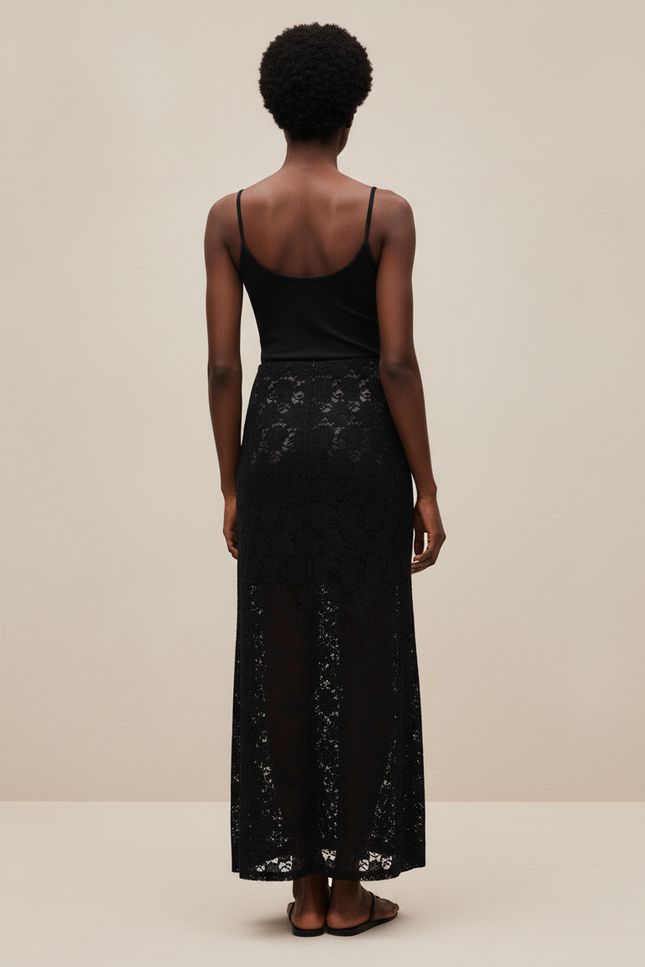 Jupe Dentelle Longue Transparente Élégante