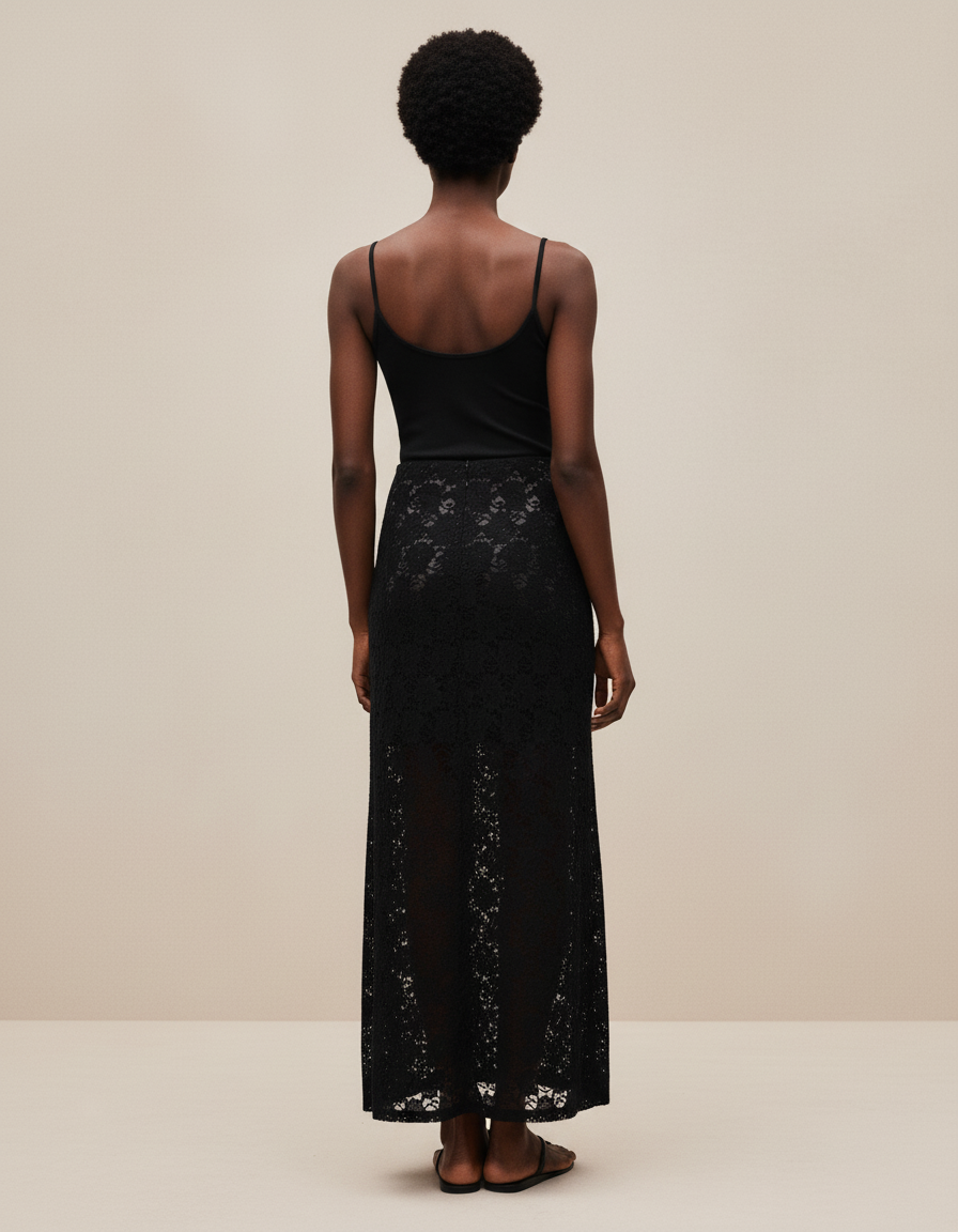 Jupe Dentelle Longue Transparente Élégante