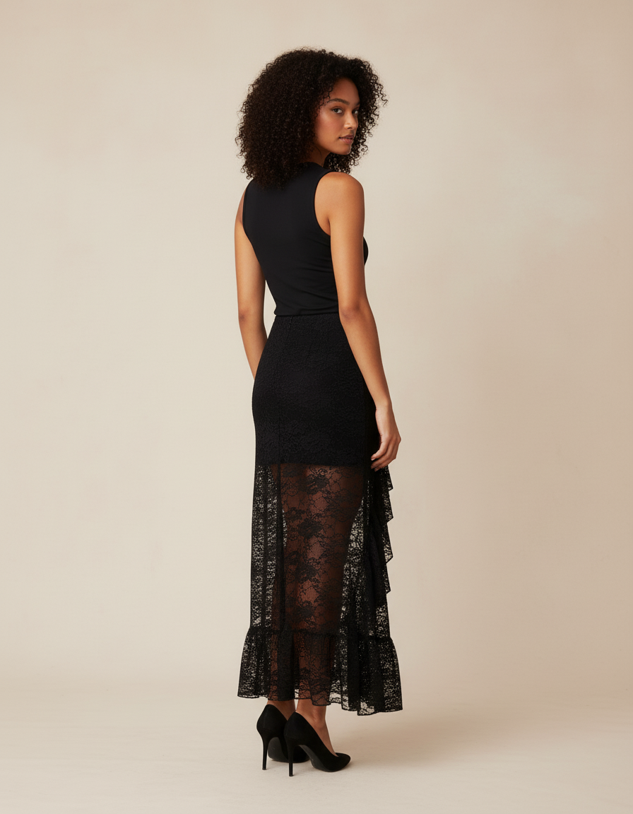 Jupe Dentelle Noire Transparente Bohème