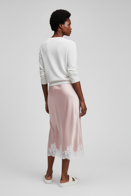 Jupe Longue Satin Et Dentelle