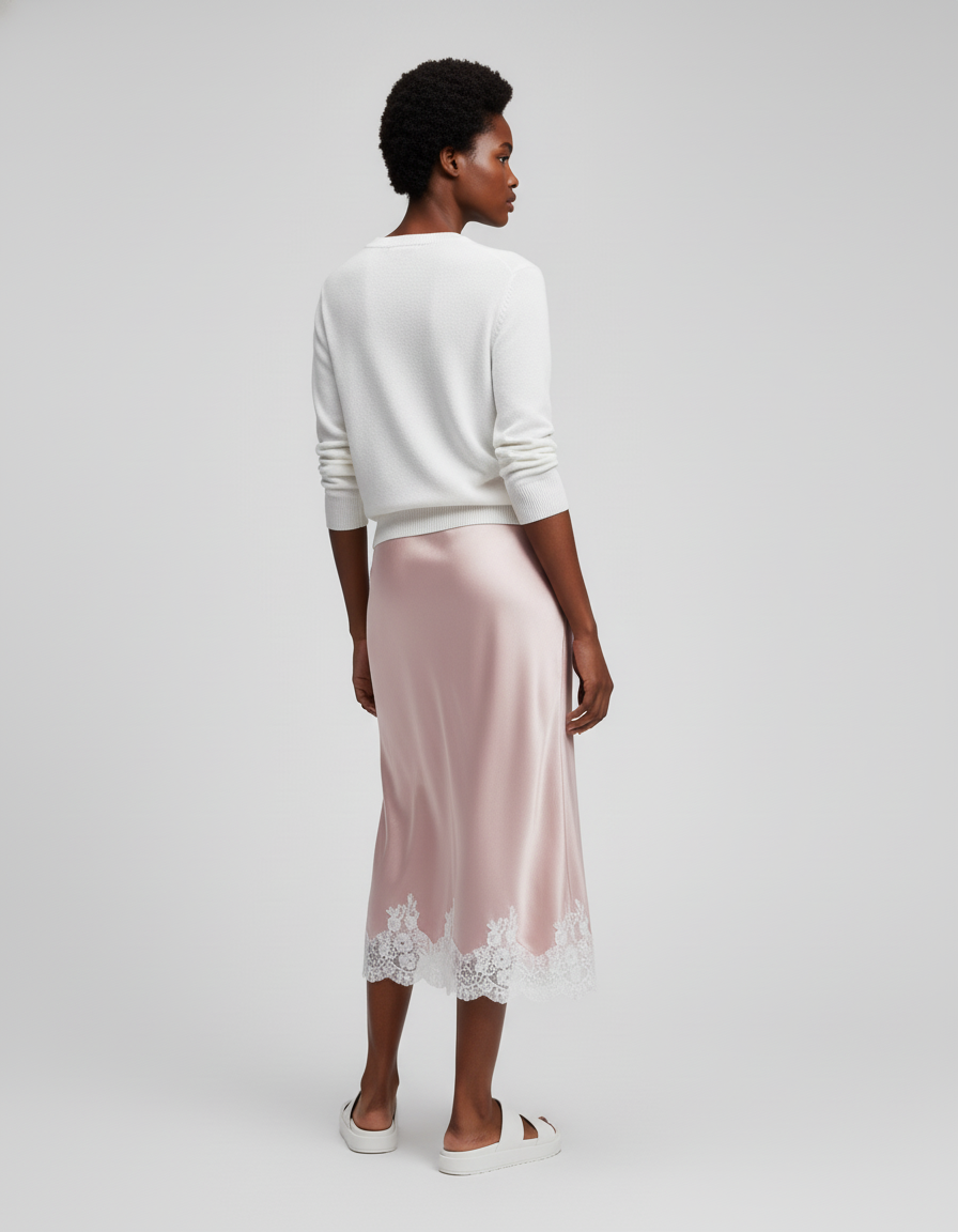 Jupe Longue Satin Et Dentelle
