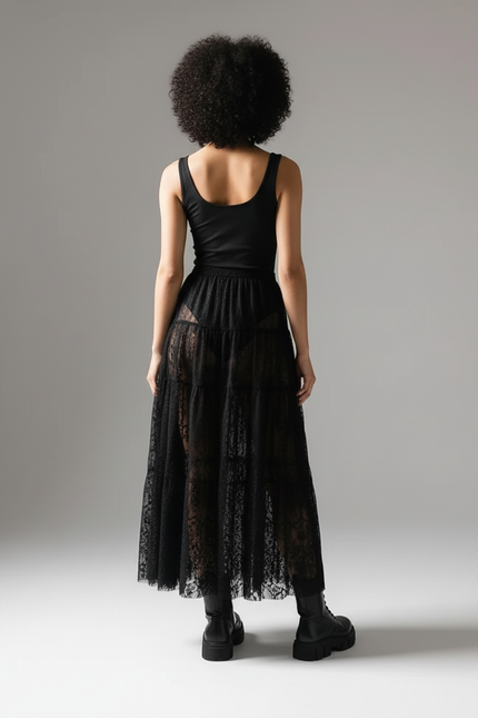 Jupe Longue Dentelle Tulle