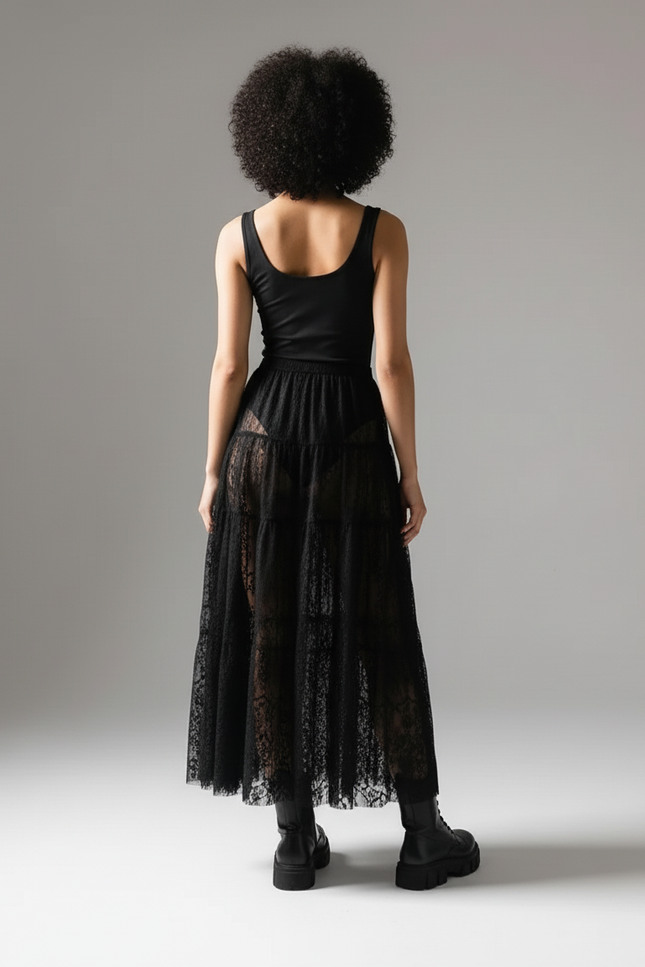 Jupe Longue Dentelle Tulle