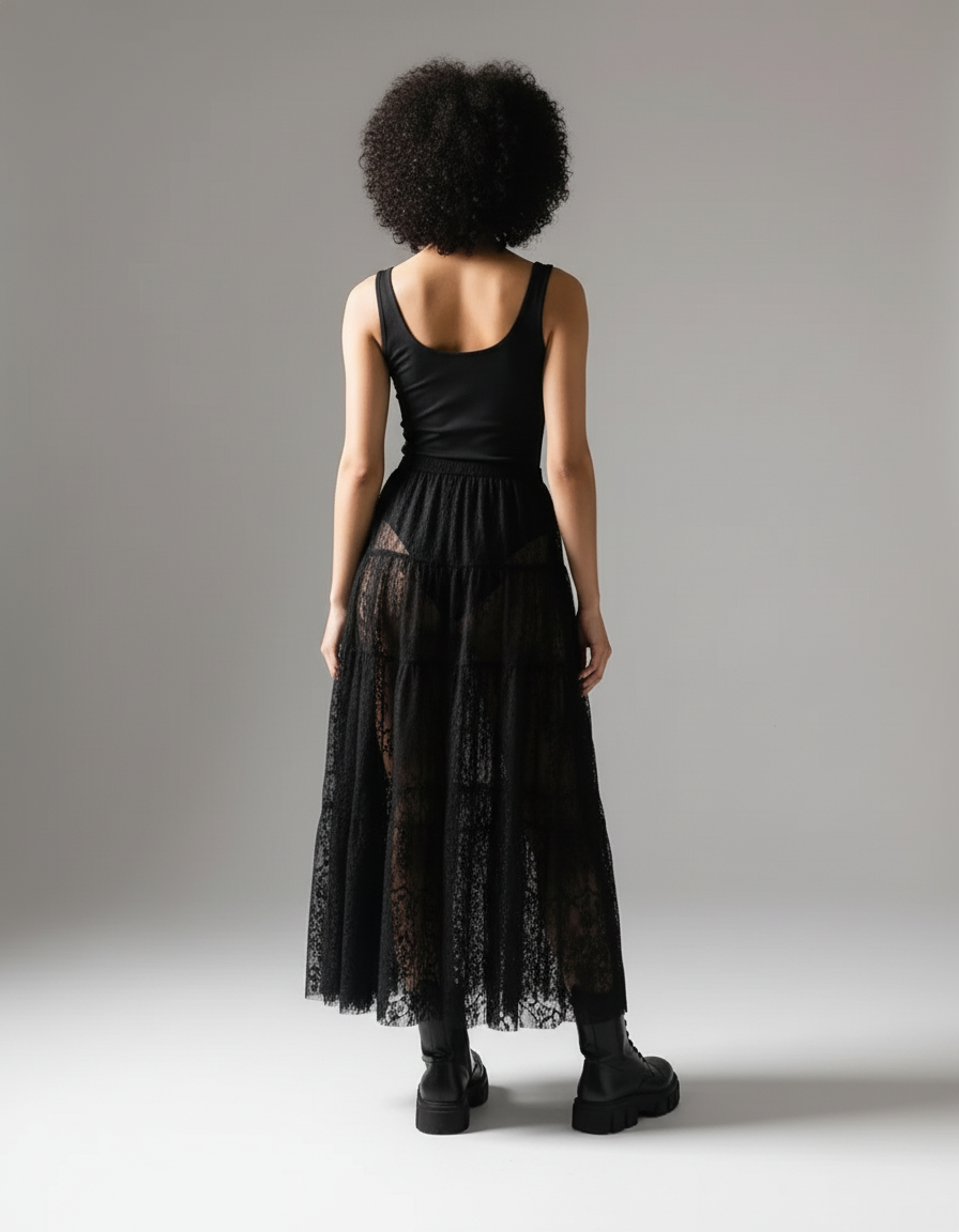 Jupe Longue Dentelle Tulle