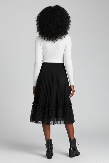 Jupe Dentelle Plissée Plumetis Élégante