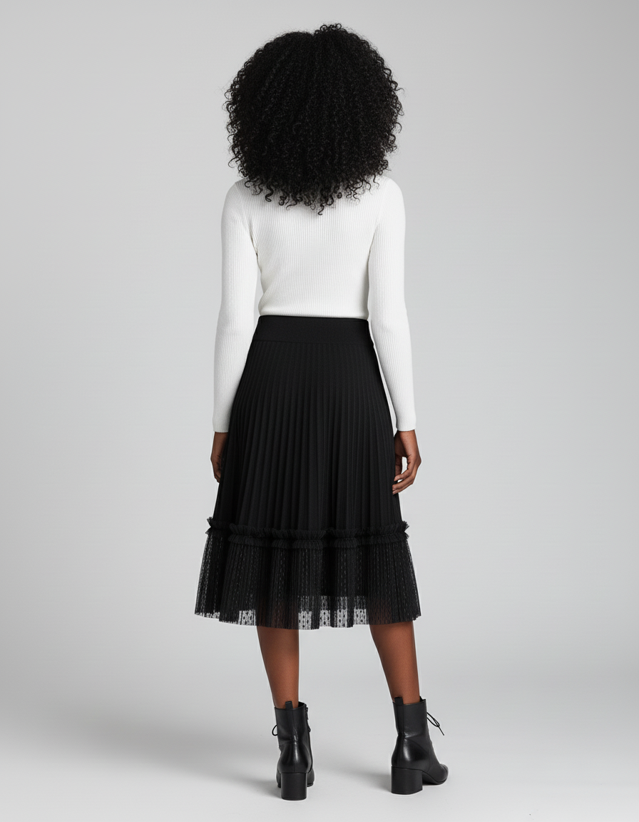 Jupe Dentelle Plissée Plumetis Élégante