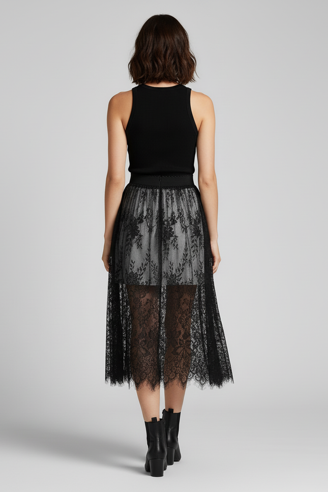 Jupe Dentelle Mi-Longue