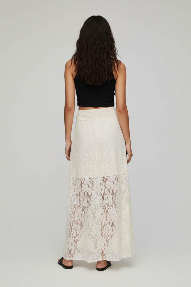 Jupe Dentelle Écru Longue Bohème