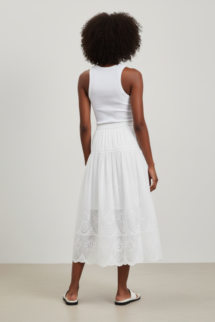 Jupe Dentelle Blanche Broderie Anglaise Fluide